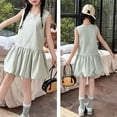 thumbnail image 5 of Girls' Sleeveless Solid Summer Dress For Girls – Lightweight Festive Party Skirt Without Sleeves, 5 of 7
