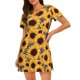 thumbnail image 1 of Fotbe Artistic Zebra Print Sunflower Bata de Dormir para Mujer con Estampado, Camisón de Algodón de Manga Corta, Ropa de Dormir Casual, 1 of 6