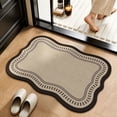 thumbnail image 2 of OCCOA Wavy Edges Diatomaceous Earth Bath Mat Quicks Absorb Non Shower Rug Soft Neutrals Brown Entry Mat Stylish Wave Border Water Absorbing Bathroom Floor Mat, Beige, 2 of 6