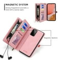 thumbnail image 3 of Defencase for Samsung Galaxy A42 5G Case for Women Men, Removable Durable PU Leather Magnetic Flip Strap Wristlet Zipper Purse Card Holder Detachable Wallet Cases for Samsung Galaxy A42 5G, Pink, 3 of 9