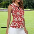 thumbnail image 2 of Yuyamidu Santa Claus Women's Golf Shirts HO-HO-HO Sleeveless 1/4 Zip V-Neck Tennis Hiking Shirt Red Christmas Athletic Shirt Blouses Size XL, 2 of 8