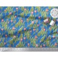 thumbnail image 2 of Soimoi Blue Cotton Duck Fabric Flower & Cactus Tree Decor Fabric Printed BTY 42 Inch Wide, 2 of 3