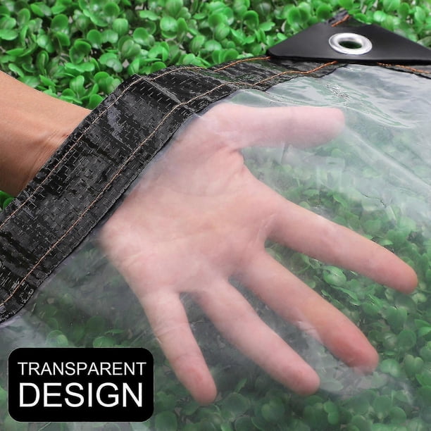 Waterproof Clear Tarp with Grommets Heavy Duty PVC Vinyl Patio Tarpaulin Cover ZUAN