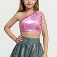 thumbnail image 2 of KyCheLot Kids Girls One-Shoulder Dance Vest Sequin Sparkly Slim Sleeveless Cute Crop Top Fashion Tank Tops 3-16 Years, 2 of 3