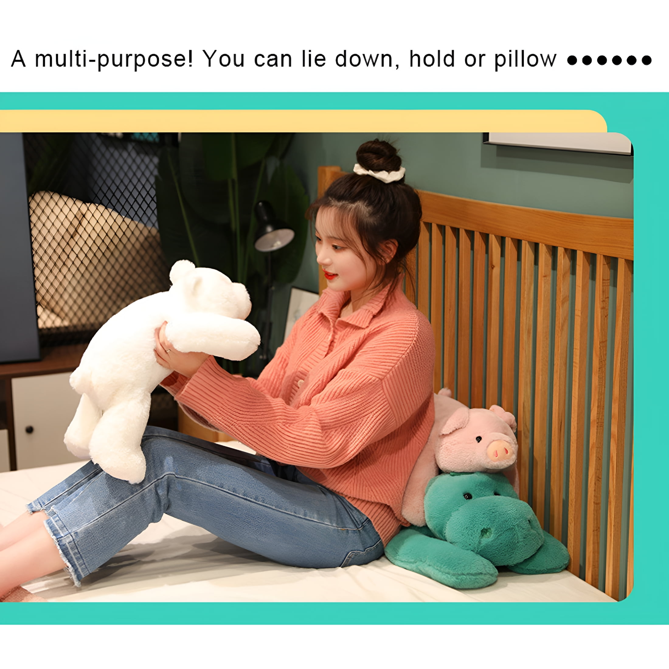 BESTSKY Soft Weighted Stuffed Animals for Anxiety Stress Relief,Cute Huskies,Pigs,Dinosaurs Teddybear Animal Throw Pillow Gifts for Kids (Green Dinosaur,55 cm)