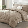 thumbnail image 1 of Juego de edredón CozyLux Queen Khaki con sábanas, 7 piezas, 1 of 8