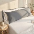thumbnail image 2 of Bioweaves 100% Organic Cotton Body Pillow Pillowcase with Zipper 300 Thread Count Soft Sateen Weave GOTS Certified - 21x54 Inches, Grey, Set of 2, 2 of 9