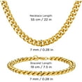 thumbnail image 5 of Stainless Steel Cuban Link Chain and Bracelet Set for Men, Chains 3.5mm/5mm/7mm Width, Bracelet 7 1/2" and 8" Length, No Tarnish & Durable Mens Jewelry, 5 of 6