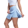 thumbnail image 4 of Spencer Women's Tennis Golf Skirts High Waisted with Pockets Inner Shorts for Athletic Skorts Sports Workout Running Pickleball (Blue,XL), 4 of 12