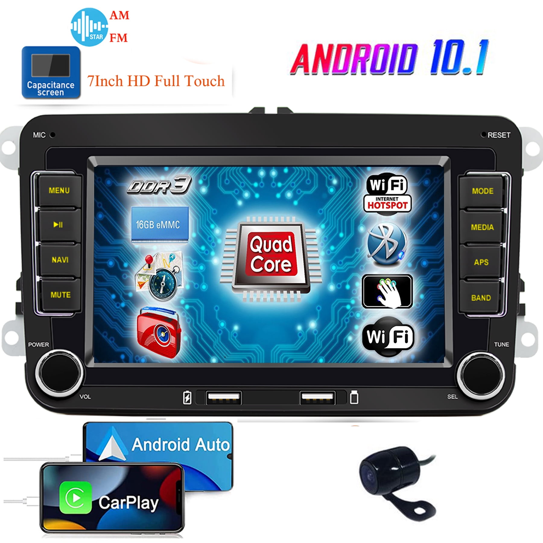 dinámica Serpiente Contribuyente Android 10.0 Car Stereo with Backup Camera Double Din Car Radio in Dash 7  inch in Dash HD Touch Screen GPS Navigation Special Head Unit FM MP3 MP5  Player Dual USB Cables