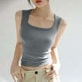 thumbnail image 4 of hotojiny Women's Tank Top Summer Base Layering Camisole Slim Fitted Sleeveless T-Shirt Square Collar Solid Color Going out Tee, 4 of 4