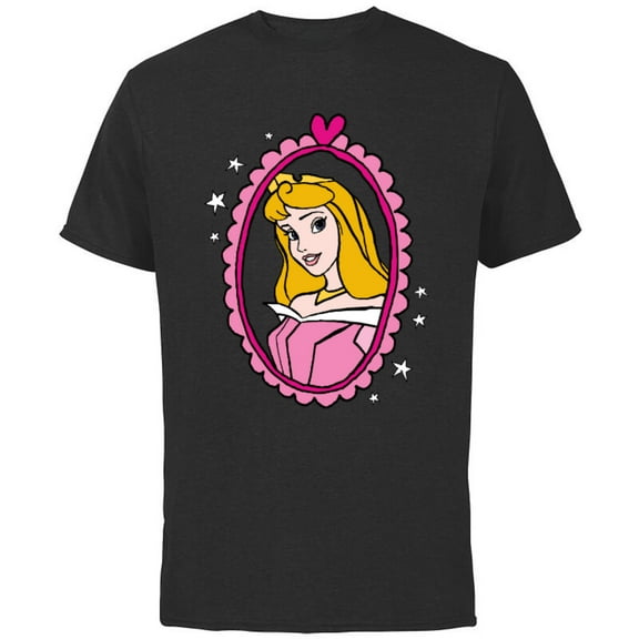 Disney Princess Sleeping Beauty Aurora Portrait T-Shirt - Short Sleeve Cotton T-Shirt for Adults - Customized-Black