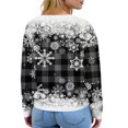 thumbnail image 7 of Women's Autumn Winter Snowflake Print Top Waffle Henry Shirt for Winter Themed Comfortable and Casual Shirts with Loose Knit,Black,L, 7 of 7