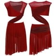 thumbnail image 1 of Nyeemya Robe Fluide Découpée pour Filles Robe Justaucorps de Danse à Blocs de Couleur Ourlet Irrégulier Bourgogne 6, 1 of 4