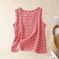 thumbnail image 2 of VEKDONE Plaid Tank Tops for Women Summer Cotton Sleeveless Crewneck Tanks Summer Lightweight Breathable Going Out Vest Casual Loose Fit Vests Red S, 2 of 9
