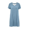 thumbnail image 7 of Bxsruta Womens Casual Dress V Neck Short Sleeve Summer T Shirt Dresses with Pockets Flowy Daily Wear, 7 of 7