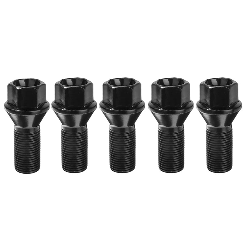 5Pcs M14 x 1.25 Black Wheel Locking Lug Bolt Nut Steel 36136781151 for