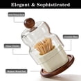 thumbnail image 2 of Walnut & Ceramic Toothpick Holder - Elegant Cloche Design, Handcrafted Tabletop Decor for Dining Table, Kitchen, Office - Oriental Home Decoration Gift, 2 of 7