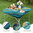 thumbnail image 4 of Blue and Gold Marble Sparkle Waves Pattern Square Fitted Tablecloth with Elastic Edge,Square Table Cover,Washable Elastic Table Cover for Home Kitchen Party Decor 34"x34", 4 of 6