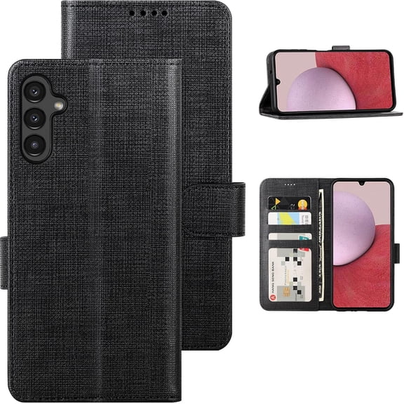 for Samsung Galaxy A14 5G Wallet Case, PU Leather Flip Folio with [Shockproof TPU Inner Case], Kickstand Card Slots Ultra Slim Strong Magnetic Closure Cover for Galaxy A14 5G 2022 (Black)v