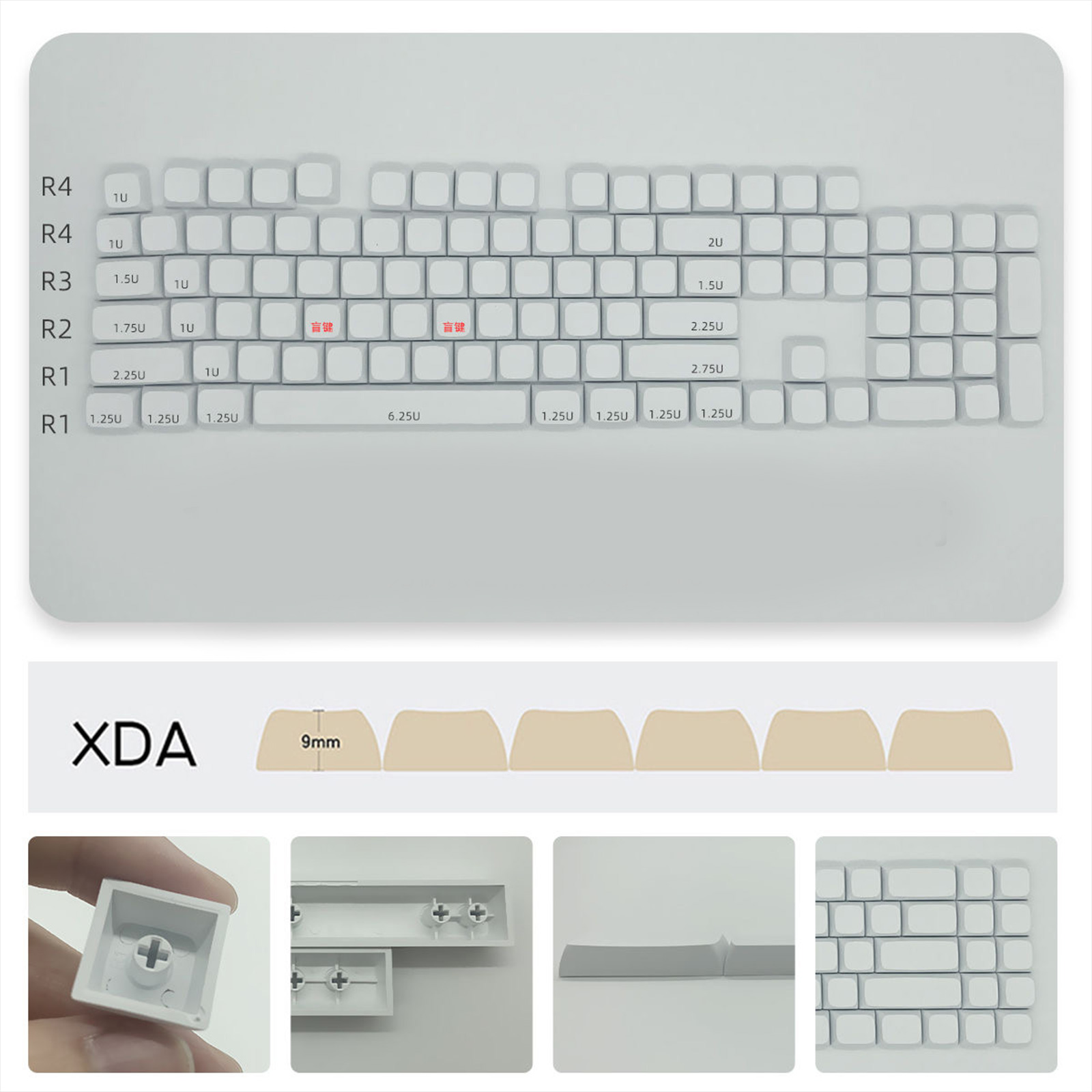 104 Key XDA Height White Keycaps Not Lettering Durability For Minimalistic Keyboard Lovers And Office Use