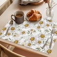 thumbnail image 3 of White Daisies Placemats Set of 6 Pastoral Farmhouse Botanical Flowers Leaf Place Mats Indoor Wipeable Table Mats Washable Cloth Dining Table Placemats for Kitchen Holiday Party Home Decor 13x19 Inch, 3 of 9