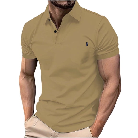 Dianli Men's Summer Versatile Turndown Collar Short Sleeve Lapel Top Solid Color Breathable Quick-Dry Lightweight Loose-Fit Casual Shirt Everyday Wear