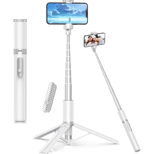 Palo de selfie de iPhone de 60 pulgadas y trípode, con control remoto de teléfono móvil de 4 - 7 pulgadas, soporte de teléfono inteligente portátil compatible con iPhone android