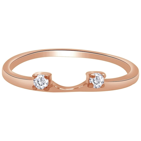 Round White Cubic Zirconia Two Stone Enhancer Guard Ring 14K Rose Gold Ring Size - 7.5