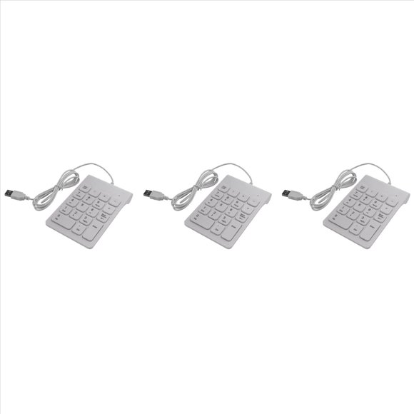 3X Mini USB Wired Numeric Keypad Numpad 18 Keys Digital Keyboard for Accounting Teller Laptop Windows Android (White),3 x Wired Keyboard,white