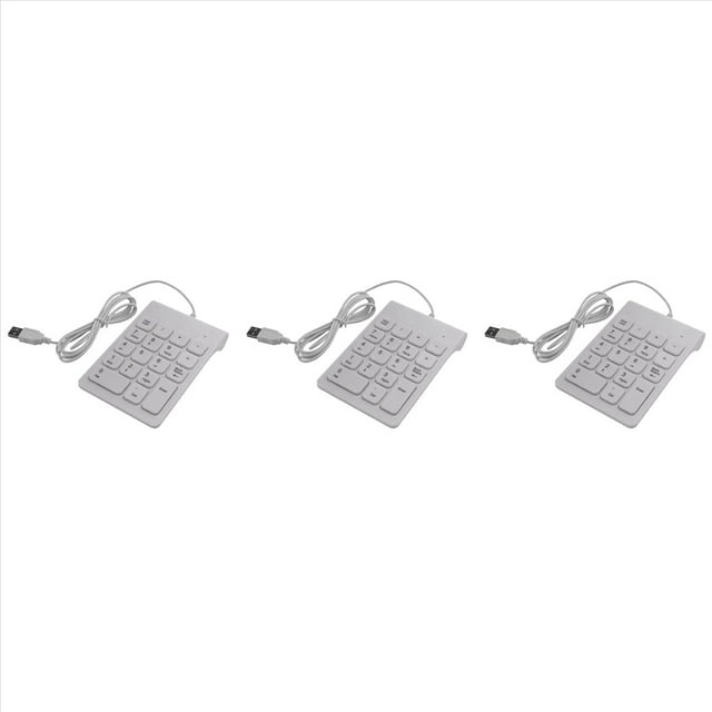 3X Mini Pavé Numérique Filaire USB 18 Touches Clavier Numérique pour Comptabilité d'Ordinateur Portable Windows Android (Blanc), 3 x Clavier Filaire, Blanc