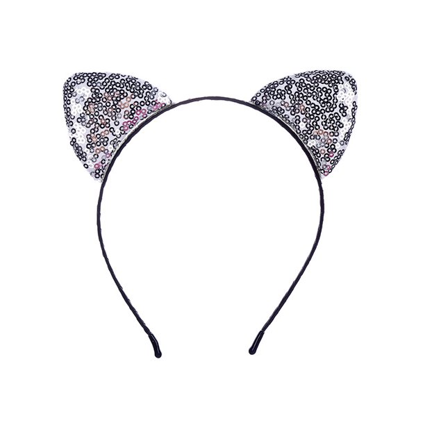 Diademas de lentejuelas Diademas de orejas de gato, Diademas de orejas de lentejuelas con purpurina Aros de metal para el cabello para mujeres y niñas Suministros para la vida diaria y la fiesta