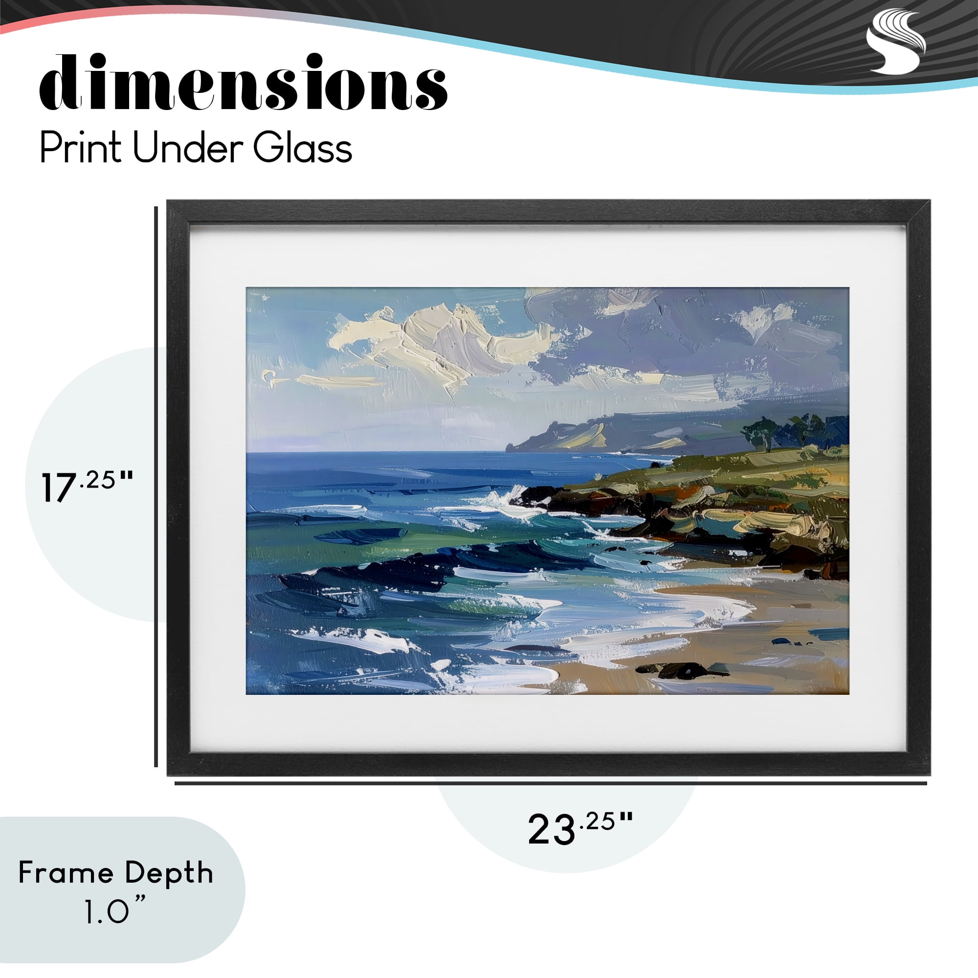 Stupell Industries Sky To Sea Impression Black Framed Print Under Glass, design by Alonza Saunders