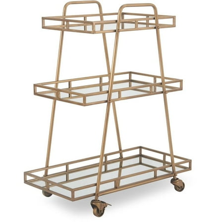 Pemberly Row Modern / Contemporary Bar Cart in Antique Gold Finish