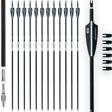 BOWSOUL 30Inch Carbon Arrows for Target Practice Hunting Arrow with Removable Tips for Compound & Recurve Bow(Pack of 12)