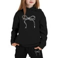 thumbnail image 2 of Tiweut Girls 2pcs Outfits Bow Print Long Sleeve Hoodies and Shorts Kids Set,2-3 Y, 2 of 3