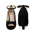 thumbnail image 5 of BLISSFUL STEP Platform Peep Toe Ankle Strap Stiletto Heel Pumps for Women Black 8, 5 of 6