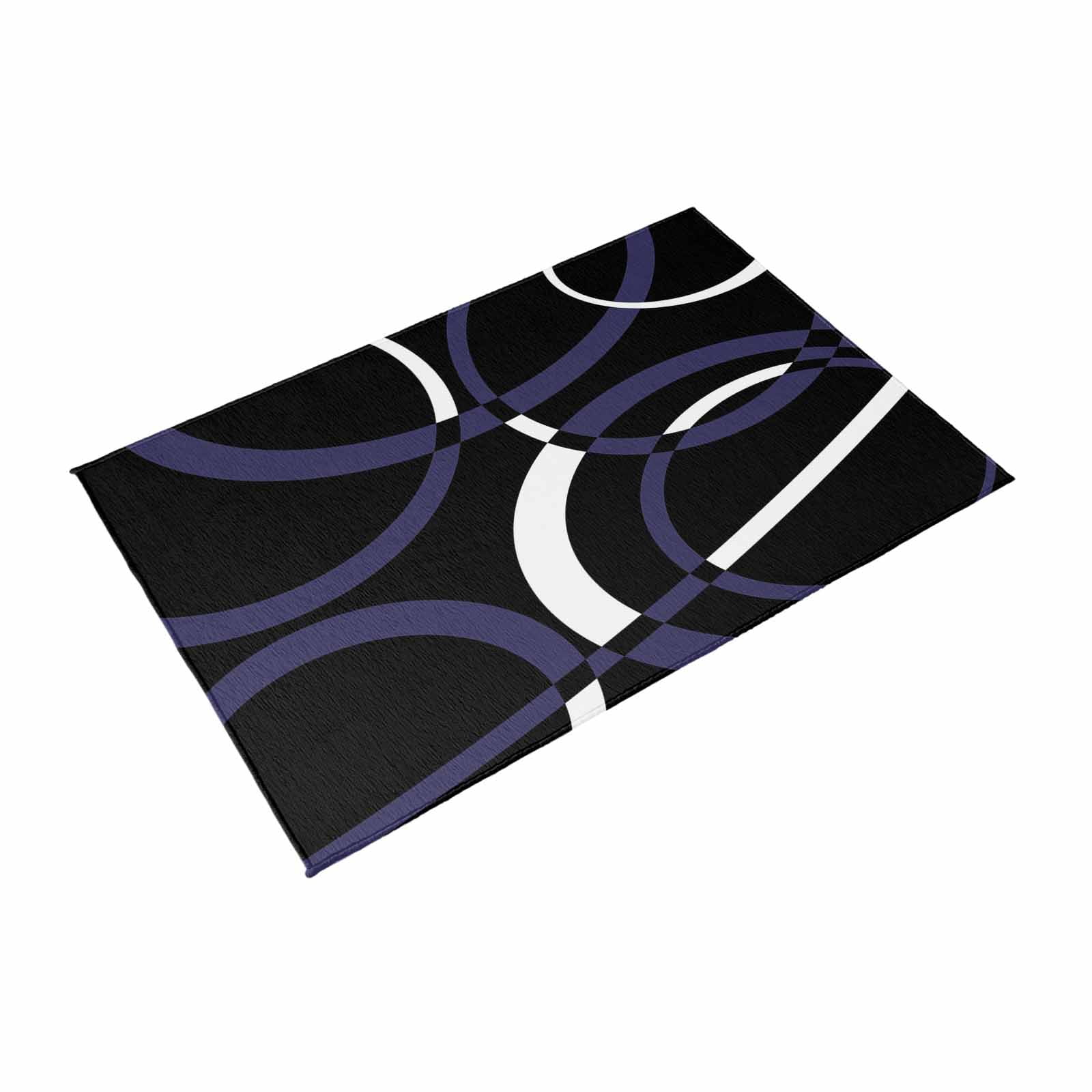 Blue Geometric Outdoor Rug for Patio/Deck/Porch, Non-Slip Large Area Rug 4 x 6 Ft, Contemporary White Abstract Lines Black Indoor Outdoor Rugs Washable Area Rugs, Reversible Camping Rug Carpet Runner