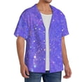 thumbnail image 2 of Fuzoiu Purple Glitter Print Men's Casual Short,Men's Short Sleeve Shirt,Mens Casual Button Down Shirts,Cuban Collar Summer Shirt for Beach, Vacation, and Outdoor Activities-3X-Large, 2 of 5