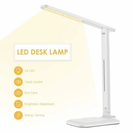 Victsing Led Desk Lamp Eye Caring Table Lamp Dimmable Office Study Computer Desk Light Touch Control Memory Function 3 Color Mode 3 Brightness