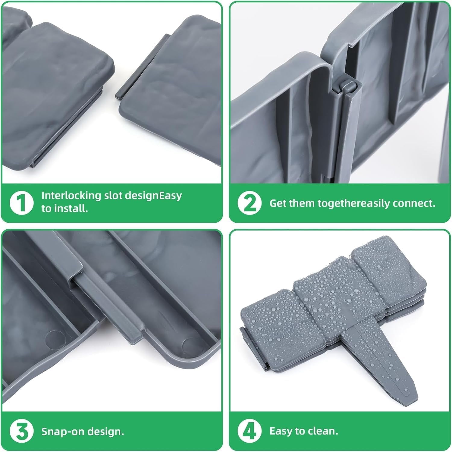 Topboutique 10 Pcs Landscape Edging Border,Garden Edging,No Dig Plastic Stone Effect Edging for Landscaping,Flower Bed Edging for Flower Beds/Gardens/Lawns/Patios/DIY Yard Landscaping,Gray