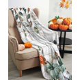 thumbnail image 3 of Fall Leaves Colorful Pumpkins White Wood Grain Background Flannel Blanket for Bed,Travel and Camping, Super Soft Cozy Blanket for All Seasons 50"x80", 3 of 6