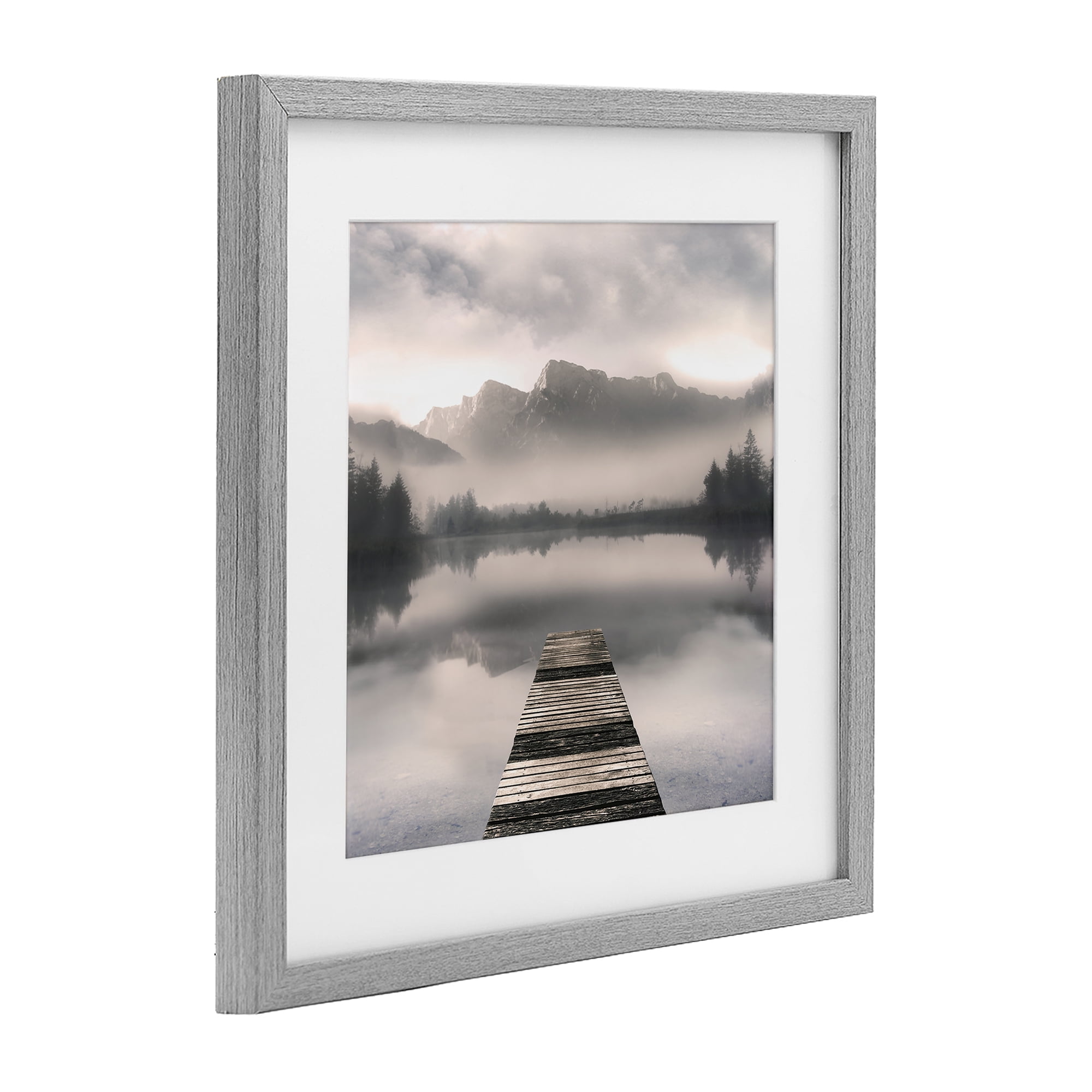 Stupell Industries Calm Reflective Waters & Mountains Gray Framed Print Under Glass, design by Irene Weisz