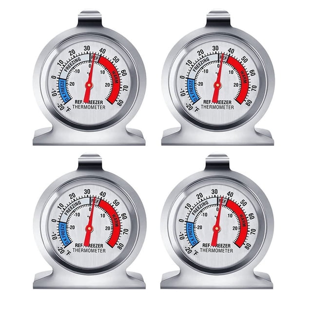 TermóMetro de Refrigerador de 4 Piezas, con Indicador Rojo TermóMetro para Congelador Refrigerador con Gancho para Colgar y Soporte