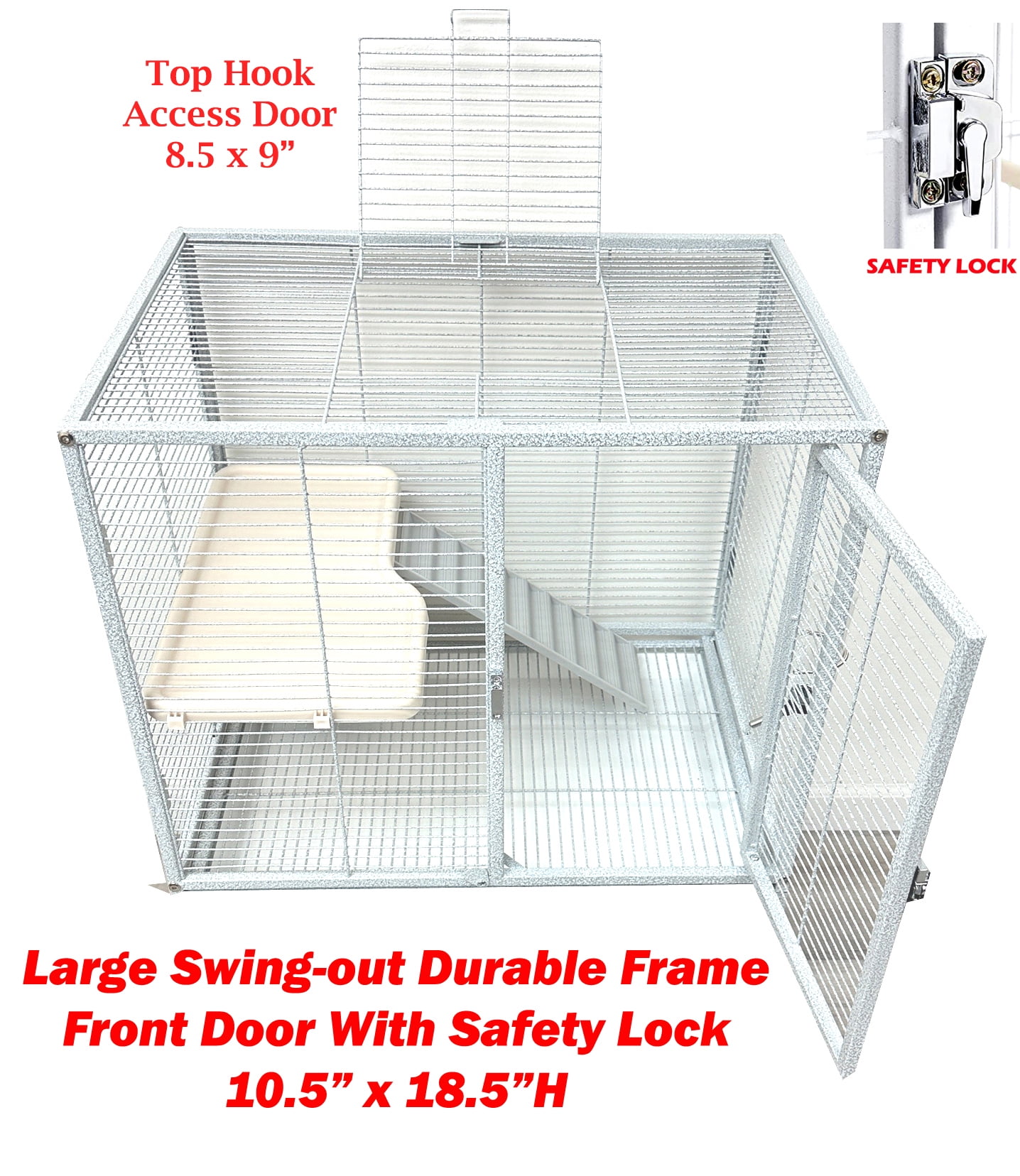 Deluxe Two Tiers Small Animal Critter Cage Tight 1/2-Inch Bar Spacing Water Bottle Food Bowl Feisty Ferret Hammock Chinchilla Rat Mice Squirrel Rabbit Sugar Glider Easy Clean Pull Out Grate Tray