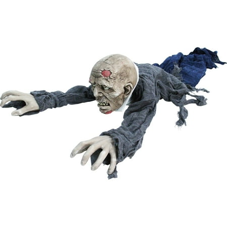 Haunted Hill Farm 62 In. Animatronic Zombie  Indoor/Outdoor Halloween Decoration  Flashing Red Eyes  Poseable  Battery-Operated  HHGBZOMB-2LSA