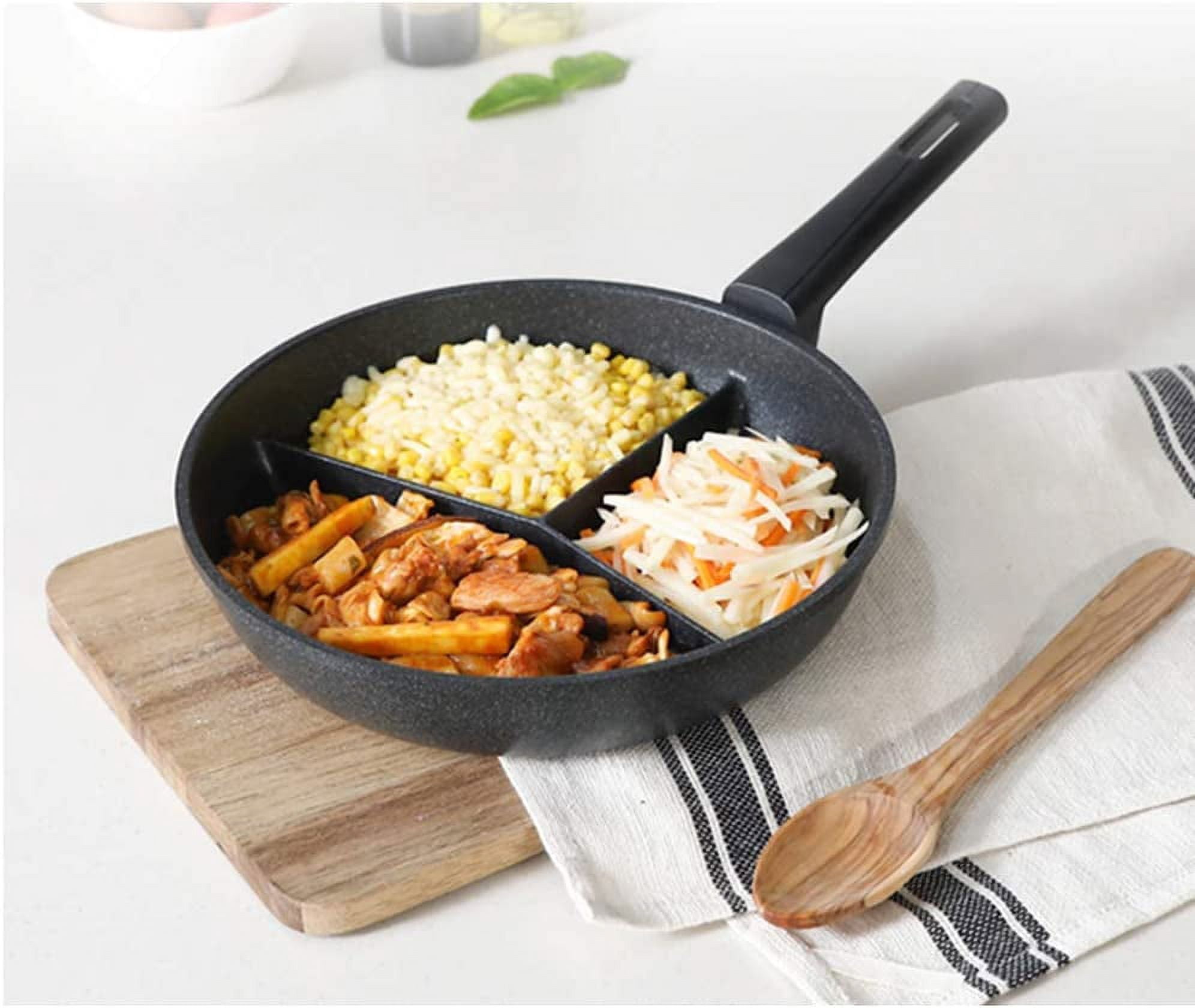 Kitchen Flower Multi 3 Divider Non Stick Frying Pan 28cm