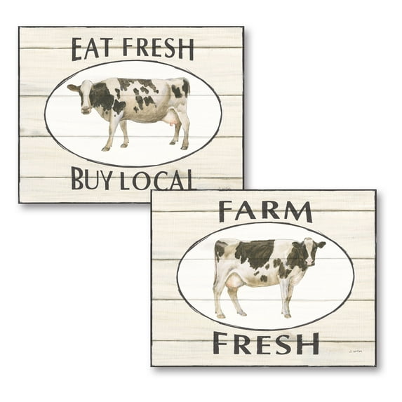 Gango Home Decor Country-Rustic Country Cow IV & V by James Wiens (Printed on Paper); Two 20x16in Fine Art Paper Giclee Prints