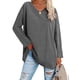 thumbnail image 5 of Camiseta De Manga Larga Para Mujer, Cuello En V, Cómoda, Color Sólido, Blusa Informal Para Mujer, Suave Y Elegante Para Uso Diario ANGGREK  No, 5 of 6