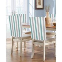 nqOlkjepod Turquoise Gray Striped Chair Covers Set of 6, Decorative Chair Back Cover, Farmhouse Stripe Art Dining Room Chair Slipcovers Removable Chair Protectors Covers for Party Banquet